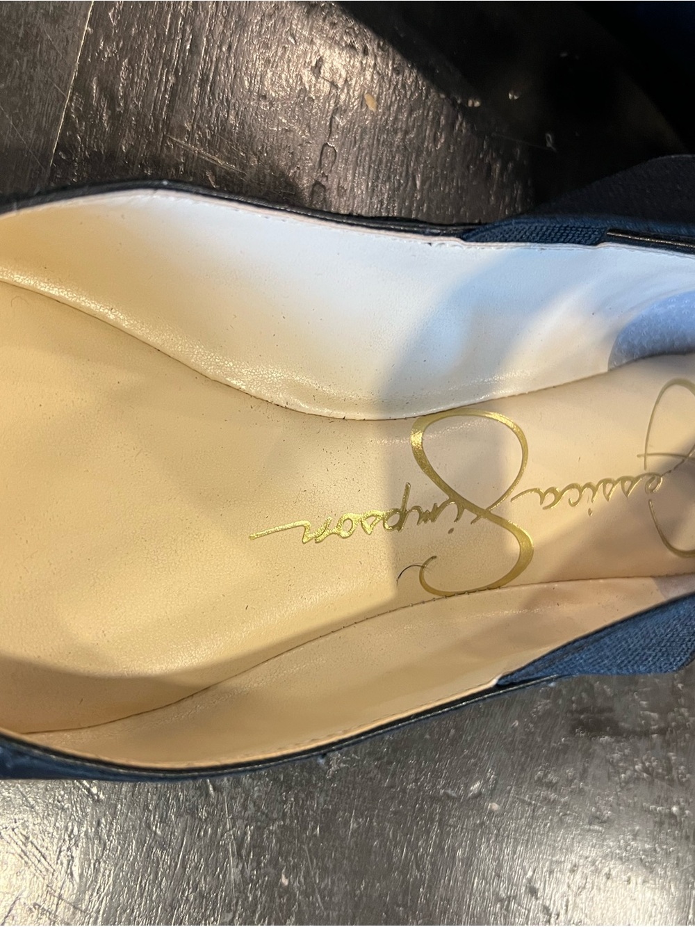 Jessica Simpson Black Leather Ballet Flats with Crisscross Elastic Straps - Picture 3 of 5